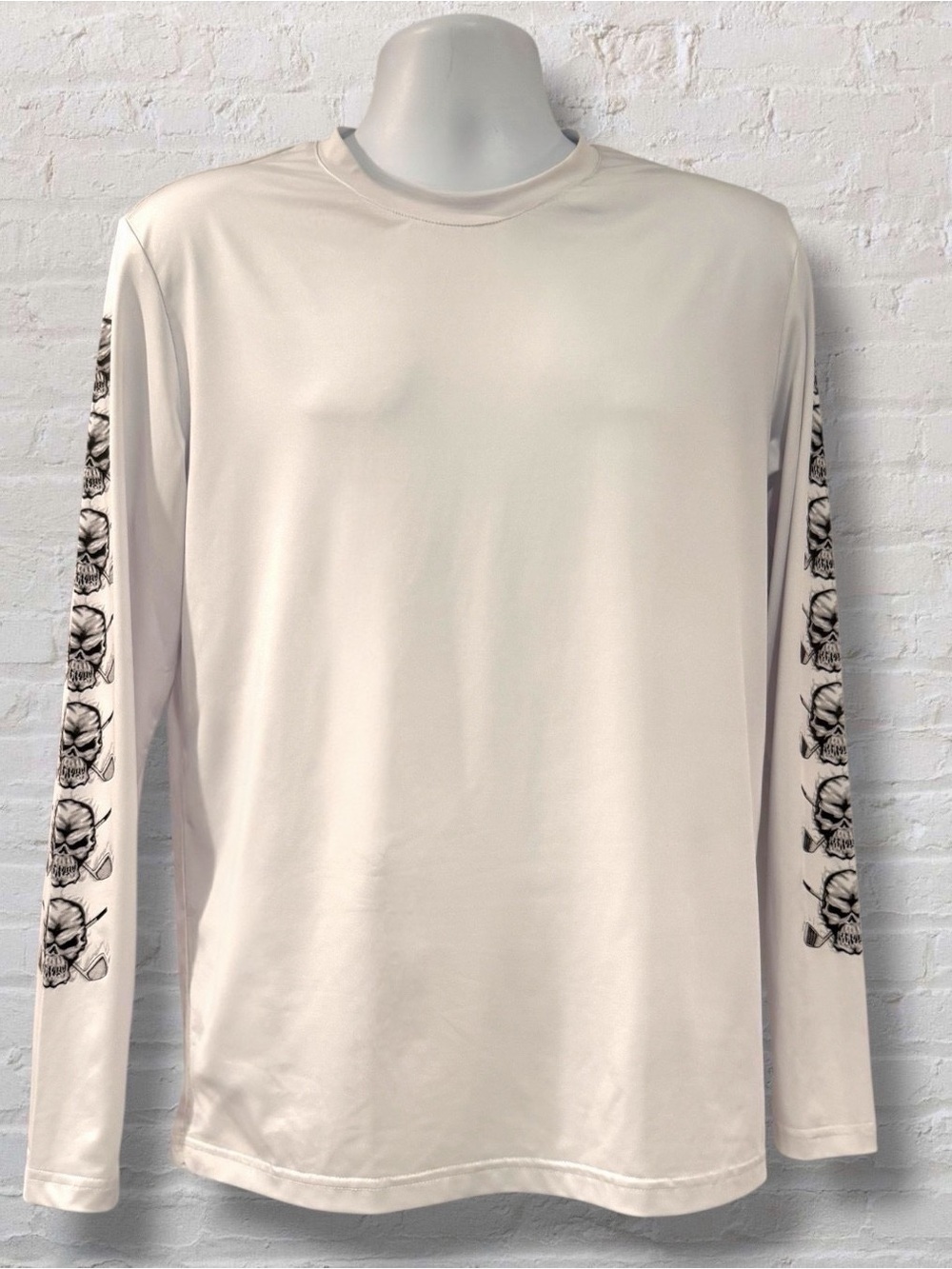 Tattoo Golf The Classics Collection Long Sleeve Shirt Men’s M White Skull Golf
